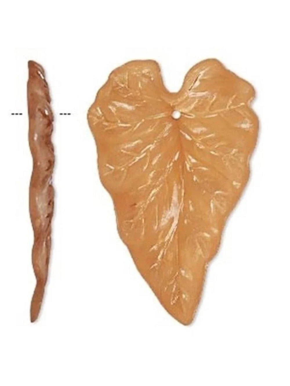 Light Brown Frosted Acrylic Veined Dimensional Leaf Large 50mm Pendant